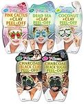 7th Heaven Clay Peel Off Face Masks x 5 - Pink Cactus, Dead Sea, Coconut and Charcoal Face Peel Off Masks - Face Masks Skincare Set Ideal for Pamper Parties