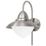 EGLO Outdoor Wall Lamp Sidney, 1 Bulb Wall Lights made of Stainless Steel, Glass: White, Opal Matt, Colour: Silver, Socket: E27, IP44