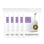 simplehuman Code F Custom Fit Drawstring Trash Bags, 25-30 Liter / 6.6-9 Gallon, White, 100 Count