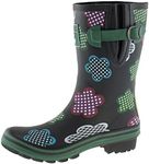 Evercreatures Women's Rain Boot Waterproof Mid-Calf Boots Cute Printing Rainbow Rain Boots Wellies Rain Shoes UK Brand, Multicoloured, 9