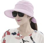 Alexvyan 2 In 1 (Cap And Visor) Wide Brim Round Cotton Hat For Women ,Foldable Adjustable (Light Pink)