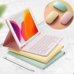 Color Keyboard for iPad Air 5th 4th Generation Keyboard Case with Mouse Cute Detachable Removable Bluetooth Keyboard Cover for 10.9 inch iPad Air 5 Air 4 (Pink)