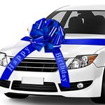 Happy Birthday Car Bow Big Car Ribbon Bow Large Gift Wrapping Bow Giant Bow for Car Decorative Huge Pull Bow for Christmas Party Birthday Car Decoration (Royal Blue,20 Inches)