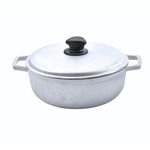 IMUSA 2.6 Quart Traditional Natural Made in Colombia Caldero with Lid for Cooking and Serving, Silver