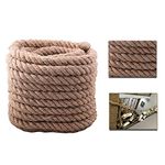 [26MM Diameter] Hemp Rope Decking Twine Jute Rope Cord 4 Strand Super Strong 26mmx30m Tug Of War Garden Camping Decking Rope String for garden, village, DIY Arts&Crafts decoration, party game-98.4Ft