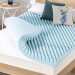 Best Price Mattress 4 Inch Egg Crate Memory Foam Mattress Topper with Cooling Gel Infusion, CertiPUR-US Certified, Full, Light Blue