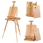 VISWIN French Easel, Hold Canvas up to 34", Beech Wood Adjustable Foldable Studio & Field Sketchbox Easel with Drawer, Palette, Level Instrument & Scale Leg, Portable Tabletop & Floor Painting Easel