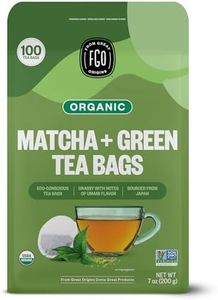 FGO Organic Japanese Matcha + Green Tea, Eco-Conscious Tea Bags, 100 Count, Packaging May Vary (Pack of 1)