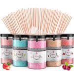 Misskandy®-Candy Floss Sugar Pack (5 * 300g) (Strawberry, Apple, Marshmallow, Cola, Raspberry) Use in Cotton Candy Maker + 50 Sticks of 30 cm (Free)