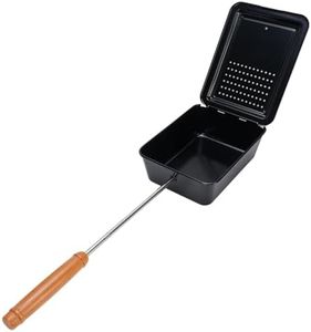 ZJchao Campfire Popcorn Popper, Stovetop Popcorn Iron Manual Pan with Wood Handle Grill Tray Maker for Home Camping Backyard