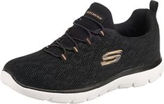 Skechers Women's Summits Leopard Spot Trainers,Black Mesh / Rose Gold Trim,6 UK