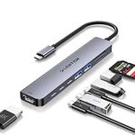 LENTION 8 in 1 USB C Hub, Adapter with 4K@60Hz HDMI, 2 USB C Data & 2 USB 3.0 Port, PD 100W, SD/Micro SD Card Reader for 2023-2016 MacBook Pro, New Mac Air/Surface, More, (CB-CE19, Space Gray)