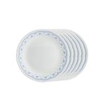 Corelle Livingware Morning Blue Glass Dinner Plate, 26.2cm, 6 Pieces, White