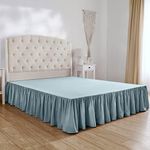 Mellanni Bed Skirt Cal King Size- Bed Frame - 15-Inch Tailored Drop Pleated Dust Ruffle - Wrinkle, Fade, Stain Resistant - 1 Bedskirt (Cal King, Spa Blue)