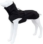 Dog Coat Warm Jacket Pet Raincoat Waterproof Polar Fleece Lined Winter Coat Adjustable Reflective Dog Windbreaker Puppy Slicker Dog Poncho Black M