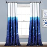 Make A Wish Navy & White Space Star Ombre Window Curtain Panel Pair, 84" Long x 52" Wide, 84 inches, 16T005272