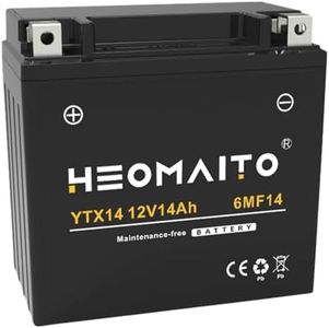 HEOMAITO Lead-Acid Battery 6MF14-B 12V 14Ah, 300 CCA, YTX14, Maintenance-Free Power, for AGM Motorcycle Battery, Motorcycles 400–1200 CC, ATVs 350–1000 CC