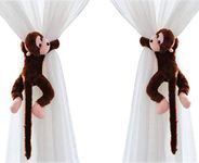 1 Pair Curtain Monkey Tiebacks Hook Curtain Clips Rope Plush Animal Curtain Accessories Holder Curtain Holdback Decorative Tieback Hook Toy for Children's Bedroom Living Room Home Office Window Office