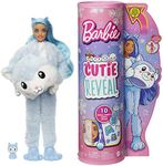 Barbie Cutie Reveal Doll, Snowflake Sparkle Series Husky Plush Costume, 10 Surprises Including Mini Pet & Color Change