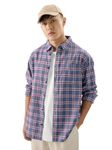 The Souled Store Plaid: Blue, Red Men and Boys Long Sleeves Collared Neck Button Front Cotton Relaxed Fit Shirts