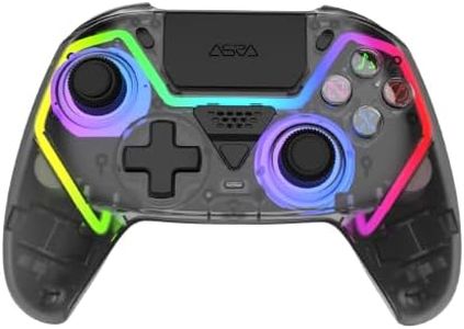 ASRVA Wireless Controller for PS5/PS5 Pro/PC, Hall Effect Joysticks & Triggers (No Drift), 2 Back Buttons, RGB, Translucent Design, Dual-Mode, Compatible with iOS/Android