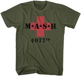 Mash Men's M.A.S.H. 4077th Red Cross T-Shirt Military Green M