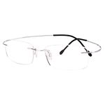 Agstum Pure Titanium Rimless Frame Prescription Hingeless Eyeglasses Rx (Silver., 52)