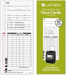 Lathem Universal Payroll/Job Time Cards, Double-Sided, For Lathem 7000E / 7500E Time Clocks, 100 Pack, E79-100, White