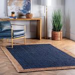 nuLOOM Natural Fibers Border Jute Area Rugs 2' x 3' Blue