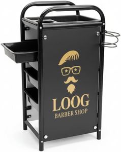 KARMNEEV Salon Hairdressing Trolley with 5 Slide-Out Drawers | Professional Rolling Beauty Cart with Lockable Wheels, Durable Plastic Build, Heat-Resistant Top, Tool Holders | Black Salon Organizer