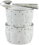 Mud Pie Hanukkah Sauce Set, tidbit 2" x 3" dia | spoon 4", SILVER