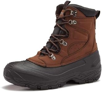 LONDON FOG Breckenridge Waterproof Mens Winter Boots - Leather Insulated Mens Snow Boots - Grey, Black or Brown - Men Medium or Extra Wide Widths Size 7 to 15, Medium Brown Tan, 13