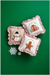 Mud Pie House Mini Crochet Xmas Pillow, 8" x 8", White