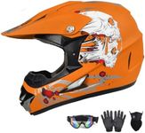 DOT Approved Off-Road Helmet for Kids, Youth, and Adults - Motocross, Dirt Bike, 4-Wheel,BMX, ATV Motorcycle with Gloves, Goggles, and Mask (Orange, Medium)