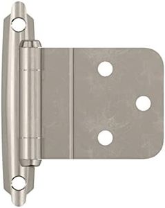 Amerock | Cabinet Hinge | 3/8 inch (10 mm) Inset Hinge | Sterling Nickel | 2 Pack | Self-Closing Hinge | Face Mount Hinge | Cabinet Door Hinge