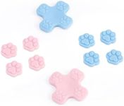 GeekShare Silicone Cross D-Pad Button Caps Set Cat Paw Joystick Cover - ABXY Key Buttons Sticker Compatible with Nintendo Switch/OLED Joy-Con - Pink & Blue