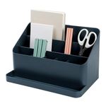 BLUE GINKGO Large Desk Organizer - Office Organization | Stationery, Craft Organizer, Pencil Holder, Pen Holder for Desk | Office Desk Accessories (Made in Korea) - Prussian Blue