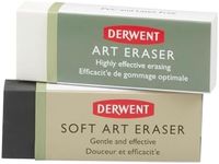 Derwent Art Eraser and Soft Art Eraser, Blister Pack, Professional Quality, 2301963, Multicolor, Set Of 2