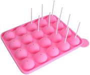 WARMBUY 20 Cavity Silicone Cake Pop Mold Lollipop Baking Mold Tray with Sticks, Pink