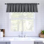 MIULEE Blackout Valance Rod Pocket Thermal Insulated Window Treatment Tiers Solid Short Curtain for Small Window Bedroom 52 x 18 Inches 1 Panel Grey