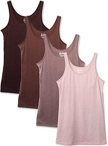 Kalon Women's 4-Pack Modern Busty Shelf Bra Cami Base Layer Camisole Tank Top (4X-Large, Tonal)