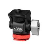 Mini Ball Head, Andoer Camera Monitor Mount Mini Ball Head with Cold Shoe Adapter for LED Video Light Monitor