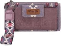 Wrangler Wallet Purse for Women Aztec Clutch Wristlet Wallet with Boho Credit Card Holder, Artist-pastel Purple, One Size WG139-W013LV