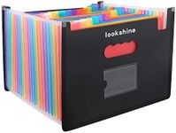 LOOKSHINE 24 Pockets Expanding File Folders,Portable Accordion A4 Expandable File Organizer, Large Capacity Multicolour Stand Plastic Business File Bag for Business/Office/Study