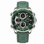 AIMES Watch for Men Sport Military Waterproof Chronograph Mens Watches Analog Quartz Big Face Classic Stylish Fashion Casual Designer Business Work Wrist Watch Elegant Gift for Men, N-Silver Green,