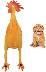 Small Rubber Chicken Dog Toys Natural Rubber (Latex) Lead-Free Chemical-Free Complies to Same Safety Standards as Children’s Toys. Soft Unstuffed Squeaky