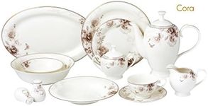 Lorren Home Trends Cora-57 57 Piece Dinnerware Set-Bone China Service for 8 People-Cora, One Size, Multicolor