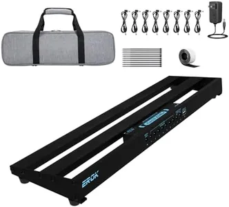 EROK Guitar Pedal Board with Built-in Power Supply, Aluminium Alloy, 1.92Lb, 19x5.1x1.8" - Includes Carry Case & Adhesive Hookside Tape