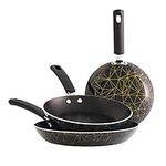 Tramontina Style 3 Pk Aluminum Nonstick Fry Pans (Black/Gold)