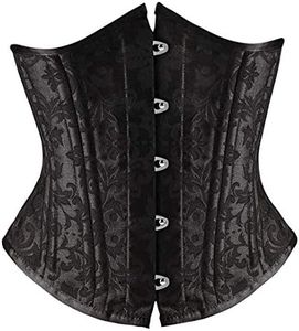 SHAPERX Women's Waist Training Corsets Underbust Heavy Duty 26 Steel Boned Hourglass Silhouette Body Shaper, SZ1912-2-Black-3XL